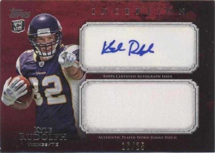 Kyle Rudolph Rookie Card 2011 Topps Inception - Rookie Autographed Jumbo Patch Kyle Rudolph #AJP ...