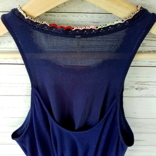 Camiseta sin mangas Free People XS espalda abierta azul marino escote bordado - Imagen 11 de 12