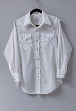 Vtg 70's H Bar C California Ranchwear White Western Shirt 16/32 Pearl Snap