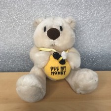 Vintage Russ Honey Bear 5" Plush Romantic Love Message BEE MY HONEY Bee Honeypot