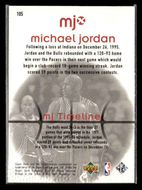 まいけるじょーだん 1998 Upper Deck MJx #105 Michael Jordan VG/G | eBay