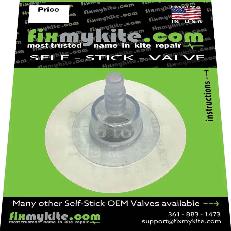 FixMyKite Self Stick Slingshot One Pump Kiteboarding Kite Bladder Repair Valve