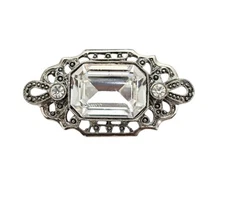 1928 Brand Art Deco Style Brooch Clear Rhinestone Pin