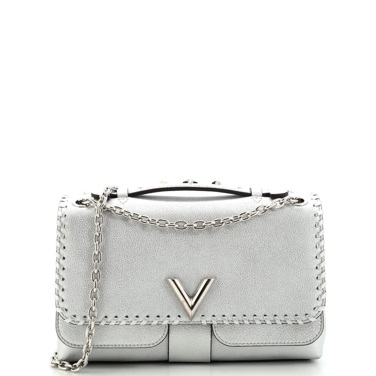 Louis Vuitton Very Chain Bag Whipstitch Leather Silver