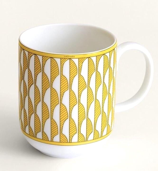 Hermes Soleil d'Hermes Mug Cup Yellow Tableware 2 set Coffee Tea