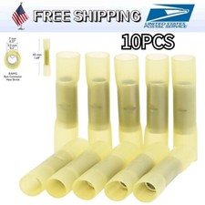 10PCS Wire Butt Crimp Connector Heat Shrink Yellow 8awg gauge GA Terminal Radio