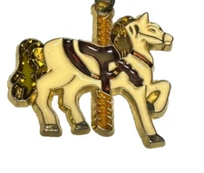 Vintage Carousel Horse Carnival Ride Good Luck Charm Keychain Key Ring Chain
