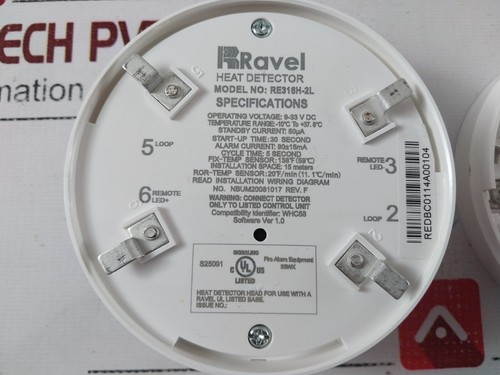 Ravel RE316H-2L Heat Detector REV: F REDBC0114A00104 9-33 VDC 50uA - Picture 10 of 10