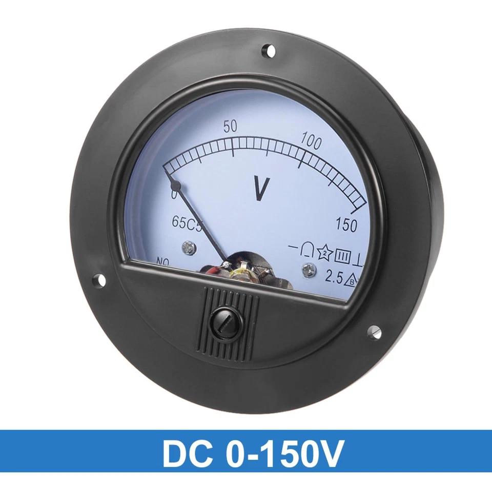 DC 0-150V Analog Panel Voltage Gauge Volt Meter 65C5 2.5% Error Margin Black - Image 2 of 4