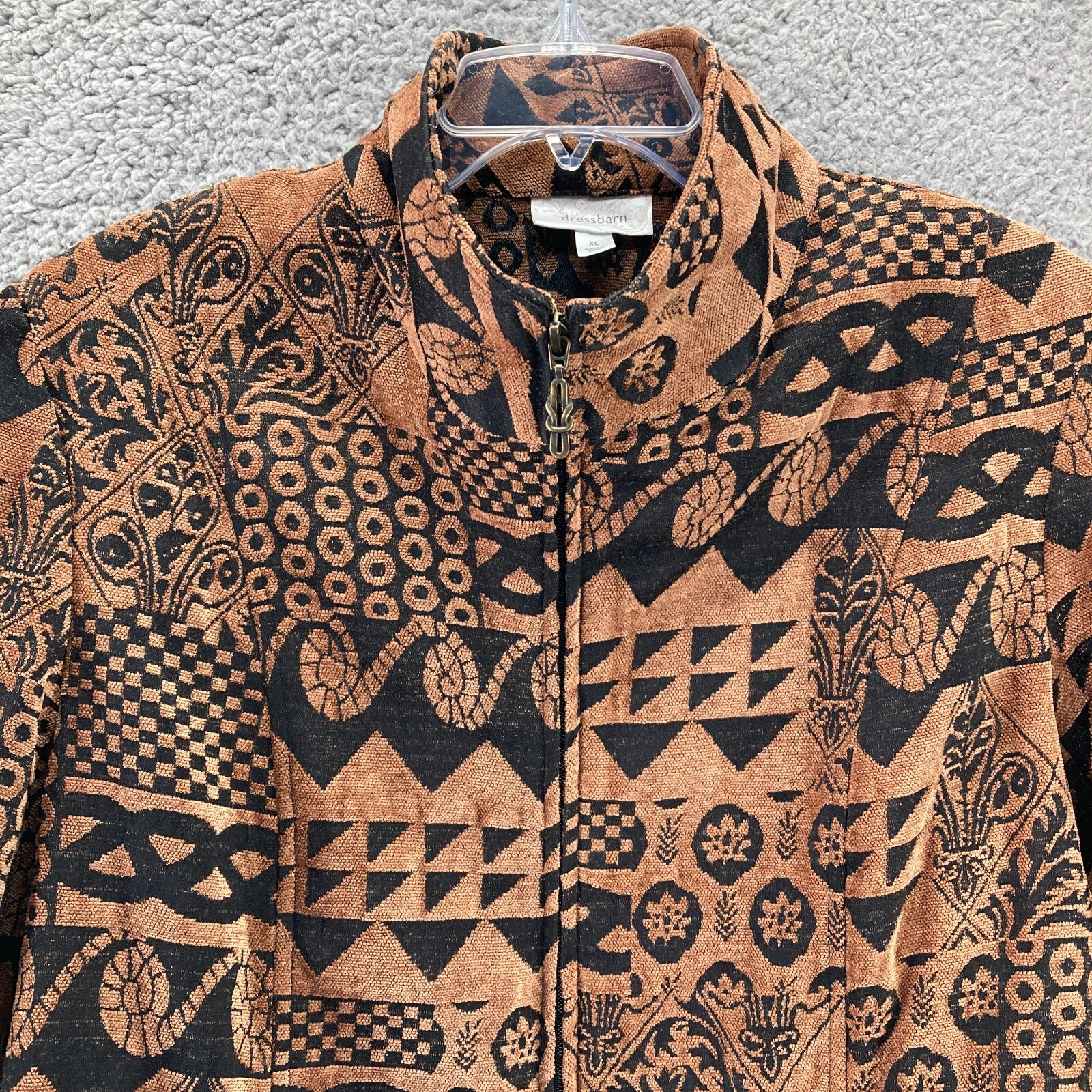 Dress Barn Patterned Collared Full Zip Jacket Wom… - image 2