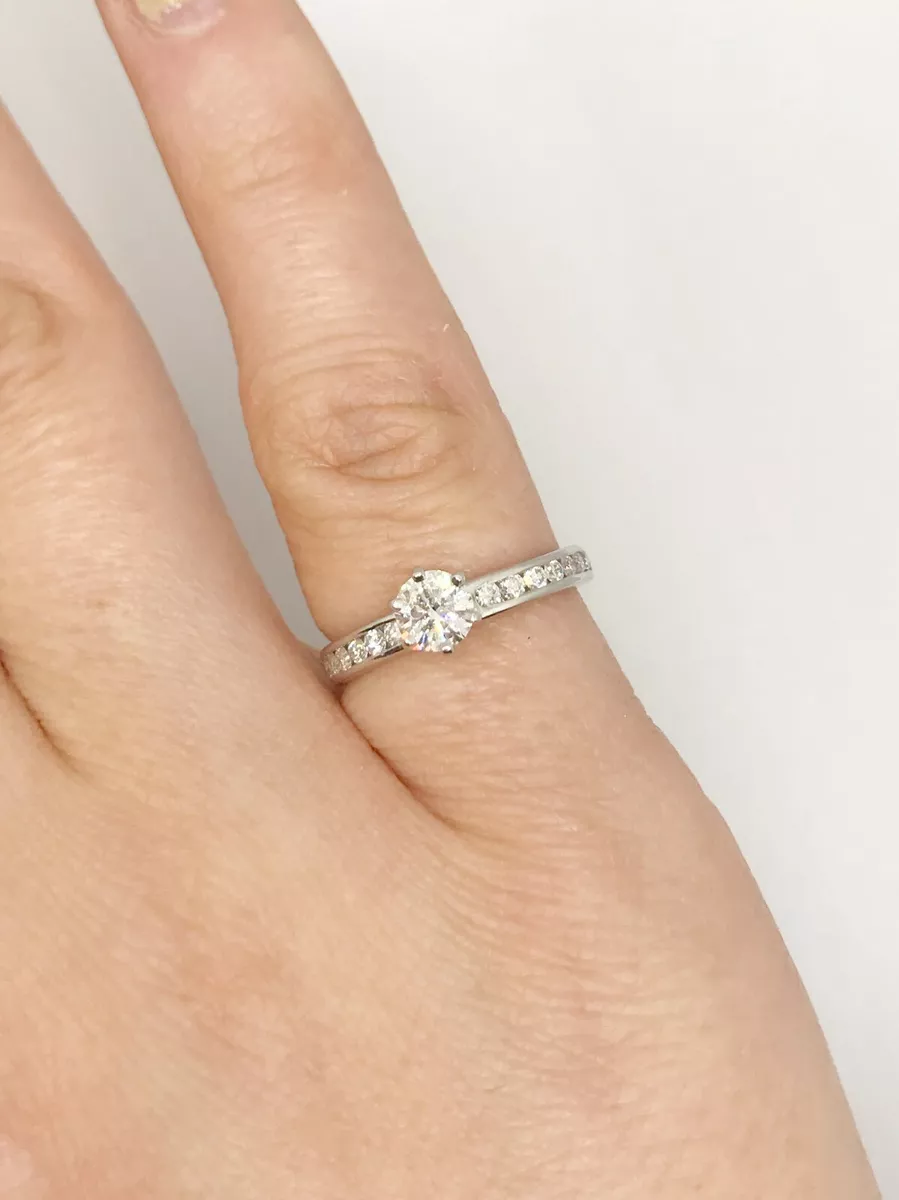 Tiffany Co. Diamond Channel Set Platinum Band Engagement Ring
