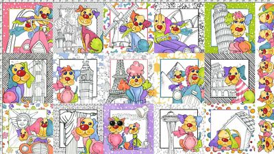 Dog Gone - Loralie Dog Gone Panels 100% Baumwolle Druckstoff - weiß 