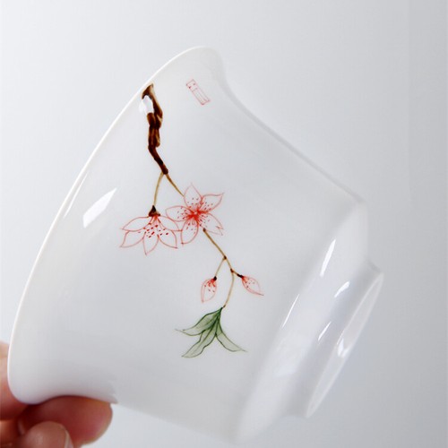 Jingdezhen Porzellan Gaiwan Tasse Untertasse Massiv Blumendruck China Schüssel Tureen Neu - Bild 10 von 26