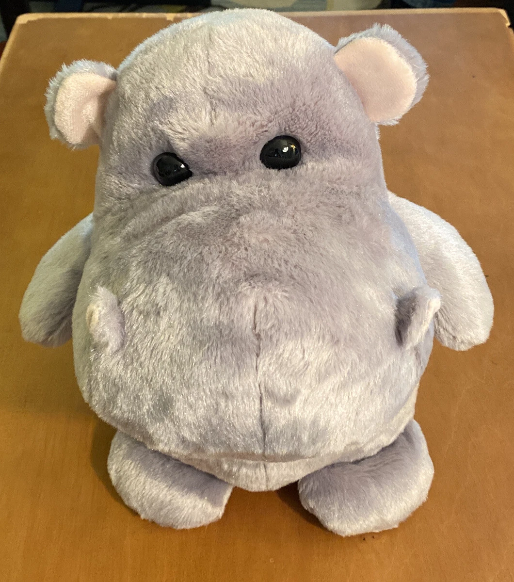 Aurora Fat Sitting Gray Hippo Plush 12