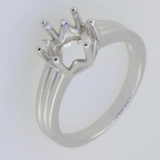 Sterling Silver Semi Mount Ring Setting Round 9x9mm Solitaire Ring