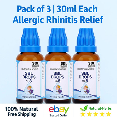 SBL Drops No.8 Pack of 3 | Allergic Rhinitis, Sneezing, Itchy Nose Relief USA