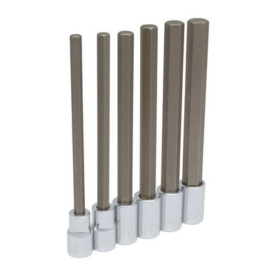 Urrea 54416L 1/2  Drive Hex Extra Long Bit Sockets SAE 6 Pieces