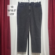 NWT American Eagle Mom Jeans Womens 18 Long High Rise Washed Black Denim