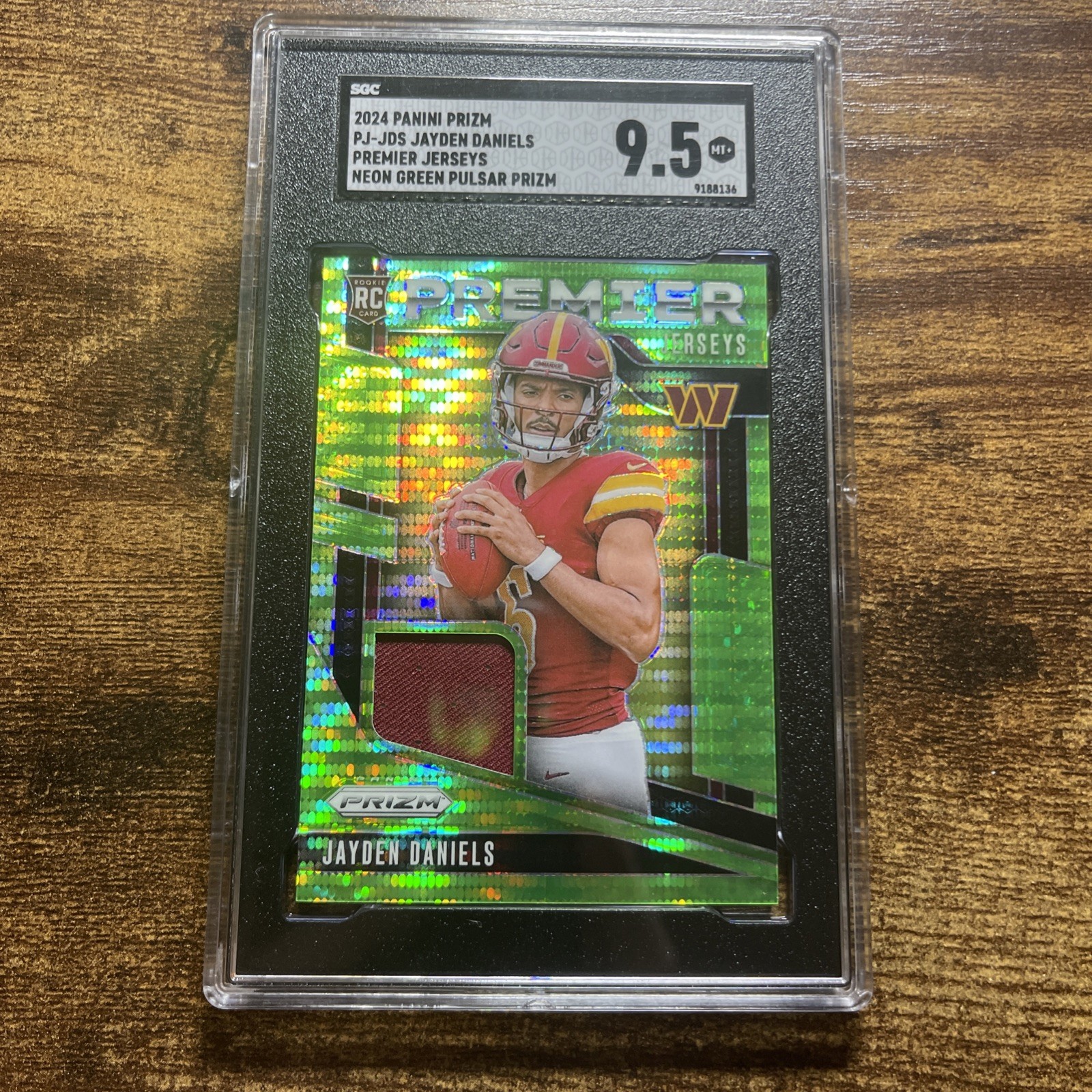 2024 Panini Prizm - Premier Jerseys Jayden Daniels #PJ-JDS Neon Green SGC 9.5