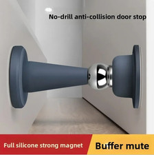 1pc No Drill Silicone Door Stopper Strong Suction Floor Door Holder - NEW