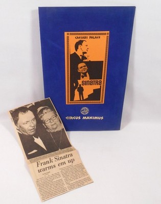 1977 FRANK SINATRA Caesar's Palace Show Menu + Newspaper Clipping Las Vegas