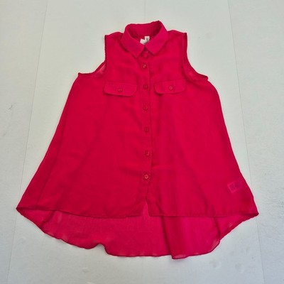 AEROPOSTALE Bluse Oberteil XS Rosa Damen Ärmellos Kragen Knopfleiste Oberteil