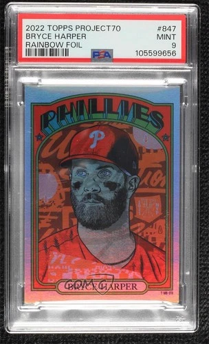2022 Topps Project 70 Rainbow Foil /70 by Morning Breath Bryce Harper PSA 9 MINT