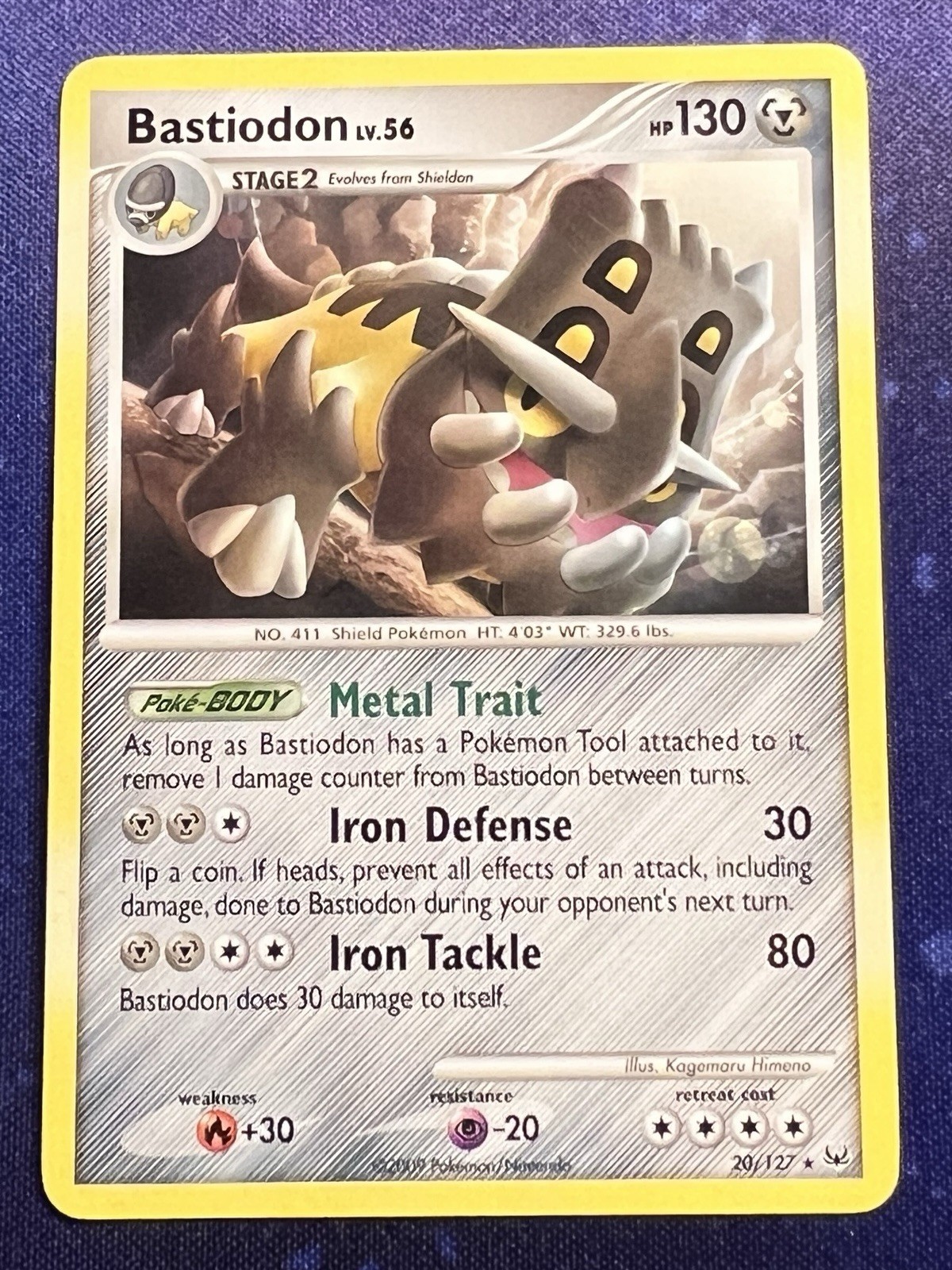 Pokémon TCG 2009 - Bastiodon - 20/127 - Platinum - Rare - Regular - LP