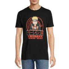 Naruto Ichiraku Ramen Shop Men's Black Graphic T-Shirt Medium
