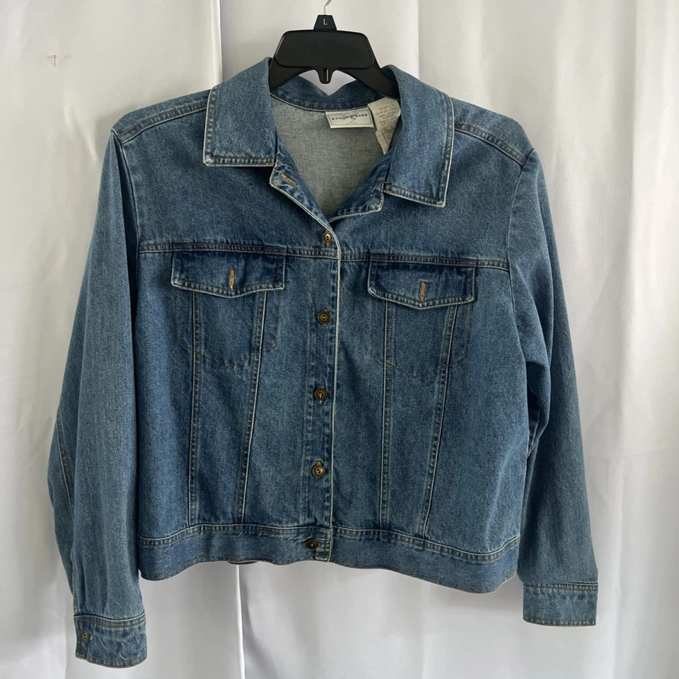 Chaqueta vaquera Studio Ease de colección para mujer 18W azul clásica occidental retro Foto 2 de 4