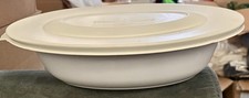 Corning Ware Casual Elegance Oval White Serving Dish With Rubber Lid