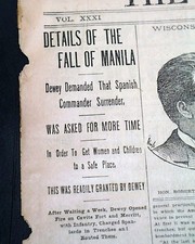 Mock BATTLE & Fall OF MANILA Philippines Commodore George Dewey 1898 Newspaper