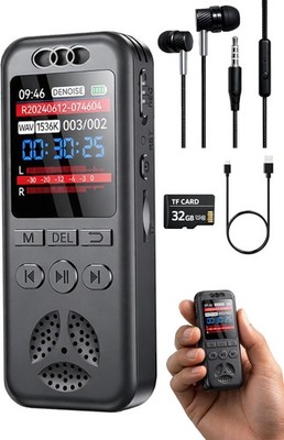 32GB Digital Voice Recorder with Playback, Small Voice Activated Recorders, 1...