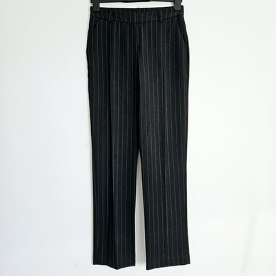 NEU Ex M&S 8-22 dunkelgrau flieder Nadelstreifen gerades Bein hoher Bund Hose