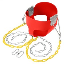 Heavy-Duty High Back Full Bucket Swing Seat Kids w/ 58" Coated Swing Chains Red