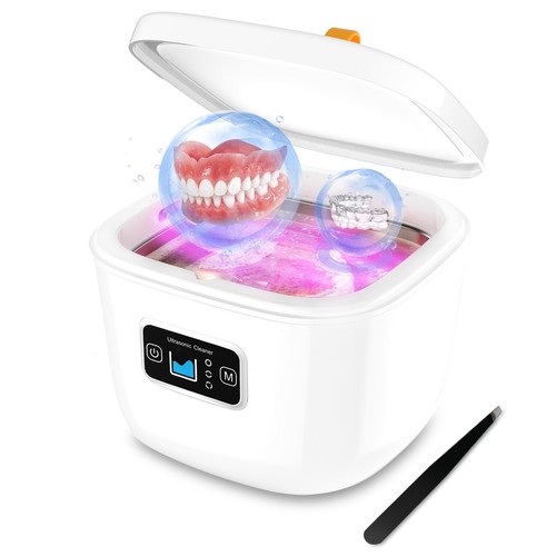 Ultrasonic Retainer Cleaner 48000Hz Retainer Cleaner Machine Portable Denture Cleaner Machine With 4 UV Lamps For Dentures, Night Guards, Sports Mouth Guards, Brackets, Aligners And - View #8