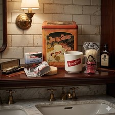 Burma-Shave Mug Brush and Soap Set Vintage St...
