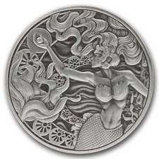 2025 Samoa 1 oz Silver 2 Tala Mermaid & Pearl (Antique)