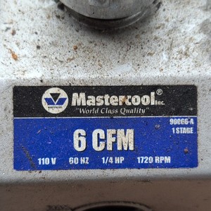 Mastercool 90066-A 6 CFM 1/4 HP 110V Evacuation Vacuum Pump, Vacuum Pump Type