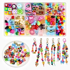 304 Pcs Beaded Keychain Making Kit DIY Bag Charm Kit Colorful Letter Alphabet...