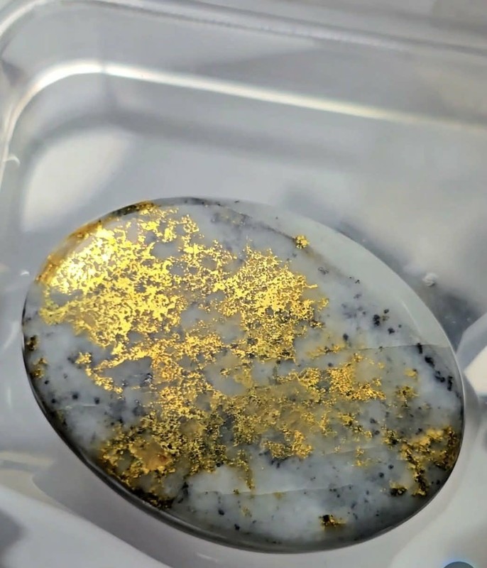RARE! GOLD QUARTZ FINSHED POLISHED CABOCHON! 16 TO 1 MINE ALLEGHANY CA!