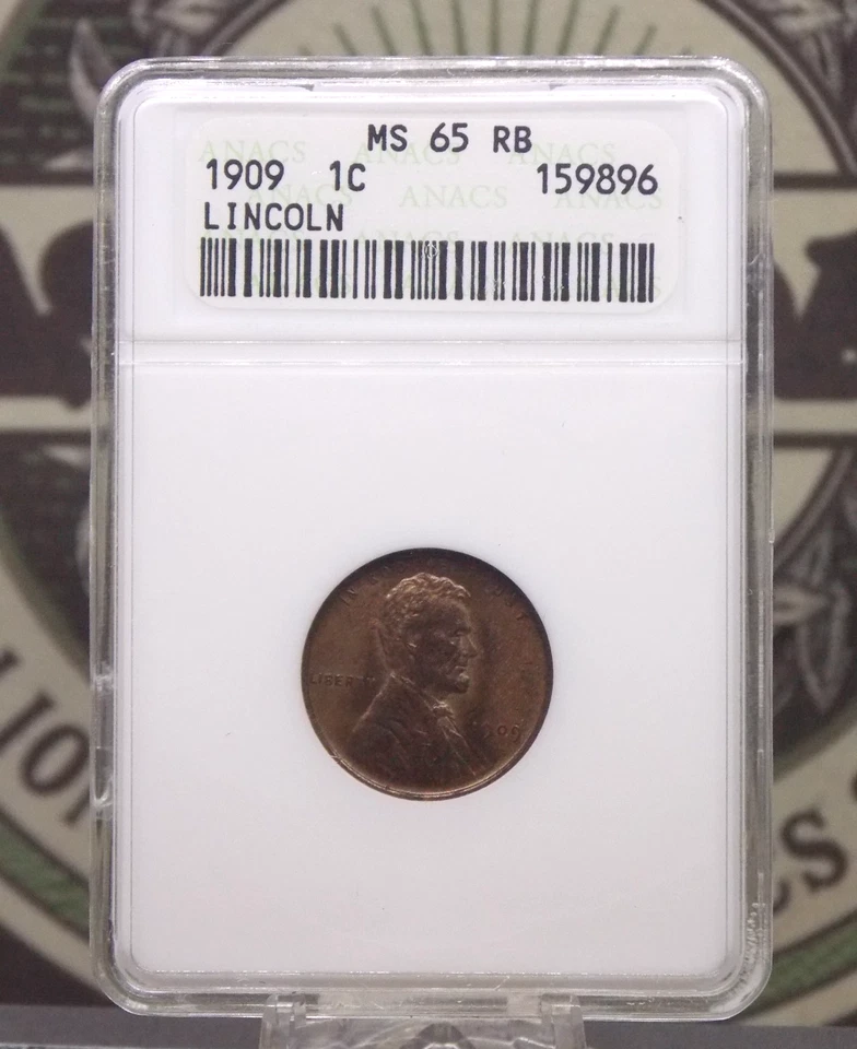 1909 "P" Lincoln WHEAT Cent Penny 1c ANACS MS65 RB #896 Red Brown Soapbox ECC&C - Image 3 of 4