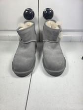 Koolaburra by UGG Women's Gray Suede Ankle Boots Faux Fur Bow Size 9