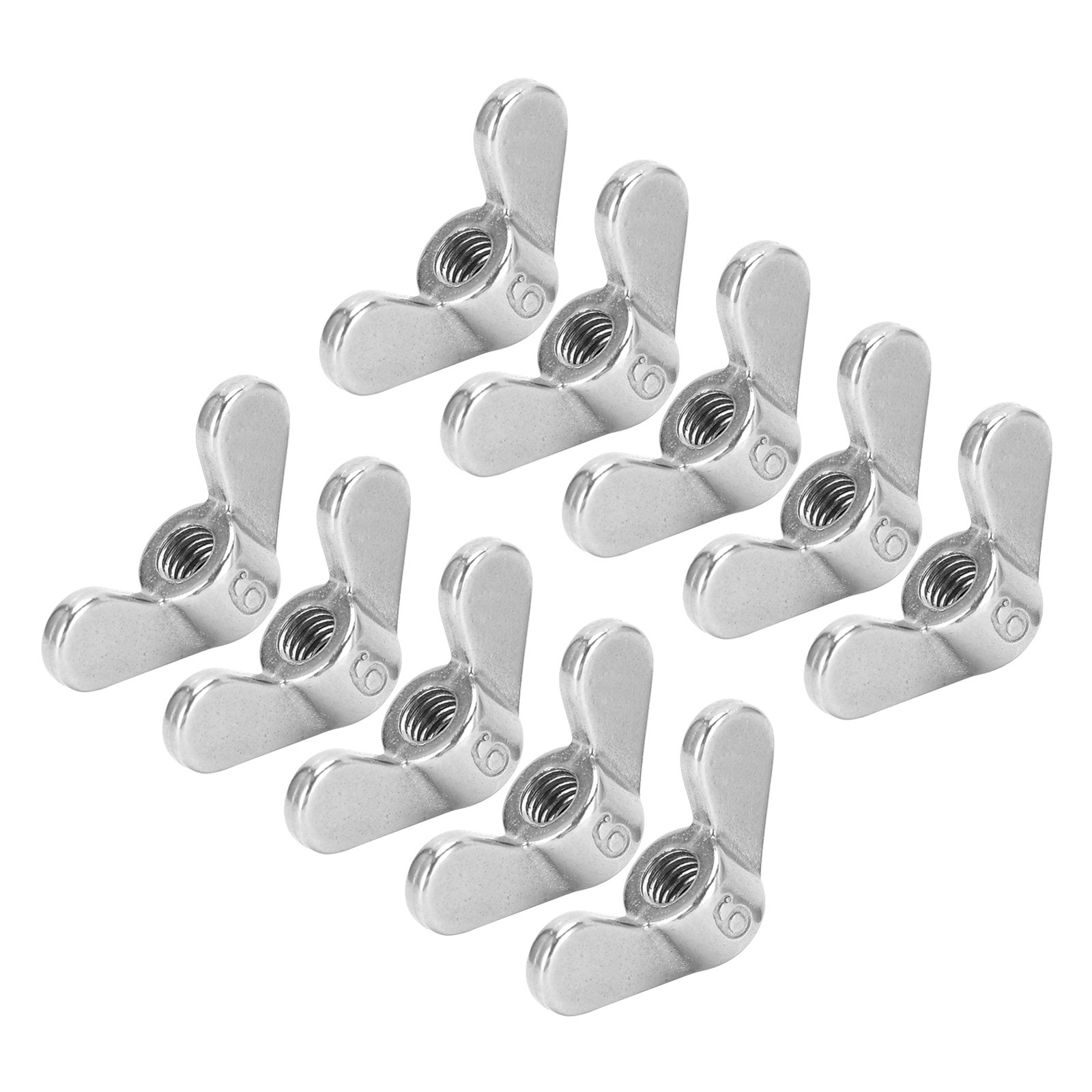 HOT 10Pcs Wing Nuts 304 Stainless Steel M6 Fastener Parts Assorted☜