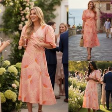 Kate Spade Wrap Dress Grand Daisy Floral 100 Cotton Puff Sleeve Size 10