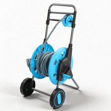 Image of 60m Garden Hose Reel with Wheels 1/2"- 5/9" Hose 75” 76" Universal Connect Fit