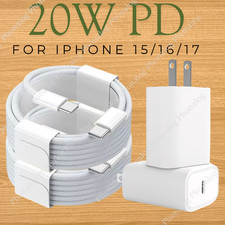 2Pack USB C To USB C Fast Charger For iPhone 17 16 15 Pro Max PD 20W Cube Cable