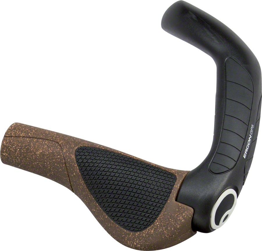 Ergon GP5 BioKork Ergon Lock-On Grips with extended L Bend Bar: Black Tan LG