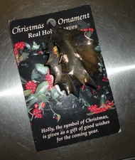 New on Card Vintage 1993 Real Holly Leaf Christmas Ornament by Nature's Beauty