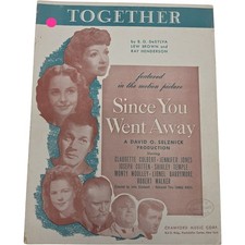 Vintage 1944 Together Sheet Music Since You Went Away Shirley Temple Colbert